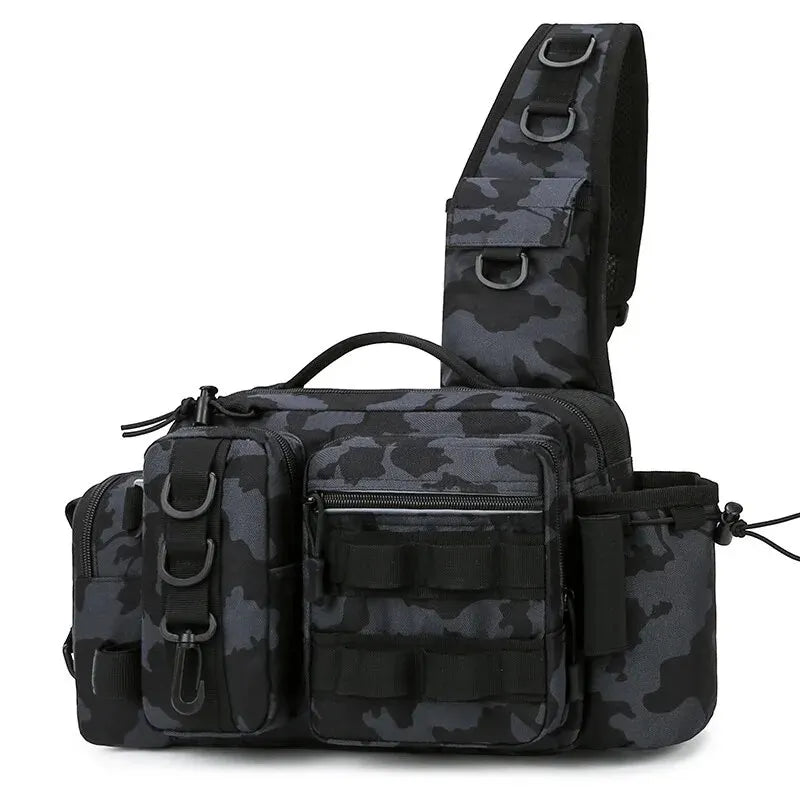 Nova Multi-Functional Fishing Tackle Backpack - Waterproof Sling Bag with Rod Holder & Gear Storage Black Camo Nova Fishing & Outdoors