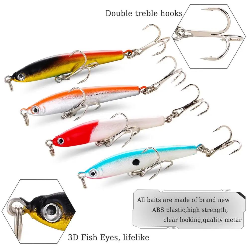 Fishing Bait Set 4PCS Wobbler Anti-corrosion Hook Bass Fishing Lure Nova Fishing & Outdoors
