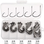 Nova Barbed Catfish Hooks – Circle Hook Assortment Box, Sizes 1/0–5/0, High Carbon Steel (50pc)