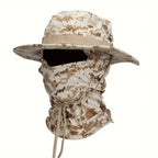 Nova Camouflage Boonie Hat with Balaclava Suit Foldable Wide Brim Fishing Cap Brown