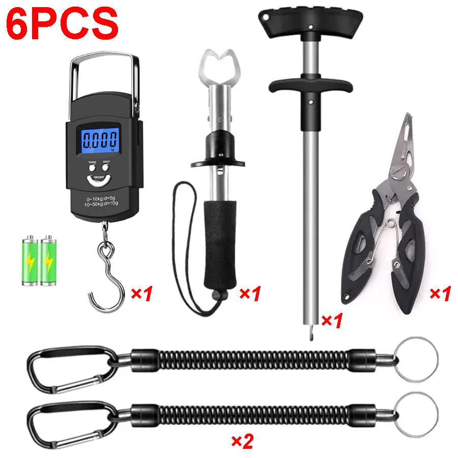6-Piece Professional Fishing Tool Kit with Digital Scale 6Pcs set Nova Fishing & Outdoors