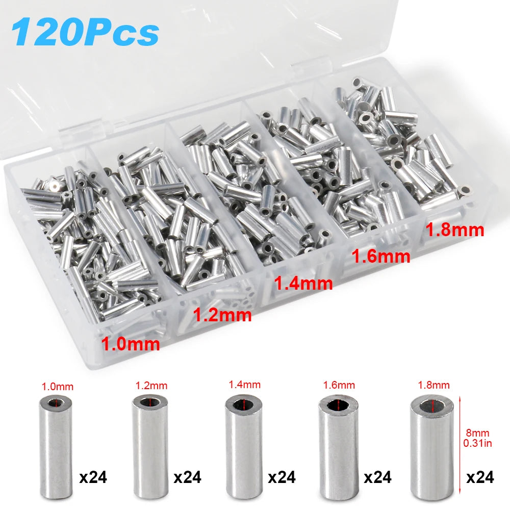 Nova Aluminum Crimp Sleeves – Oval & Round Leader Crimps for Wire Rigs (120pc Box) 1.02468 Round 120Pcs Nova Fishing & Outdoors