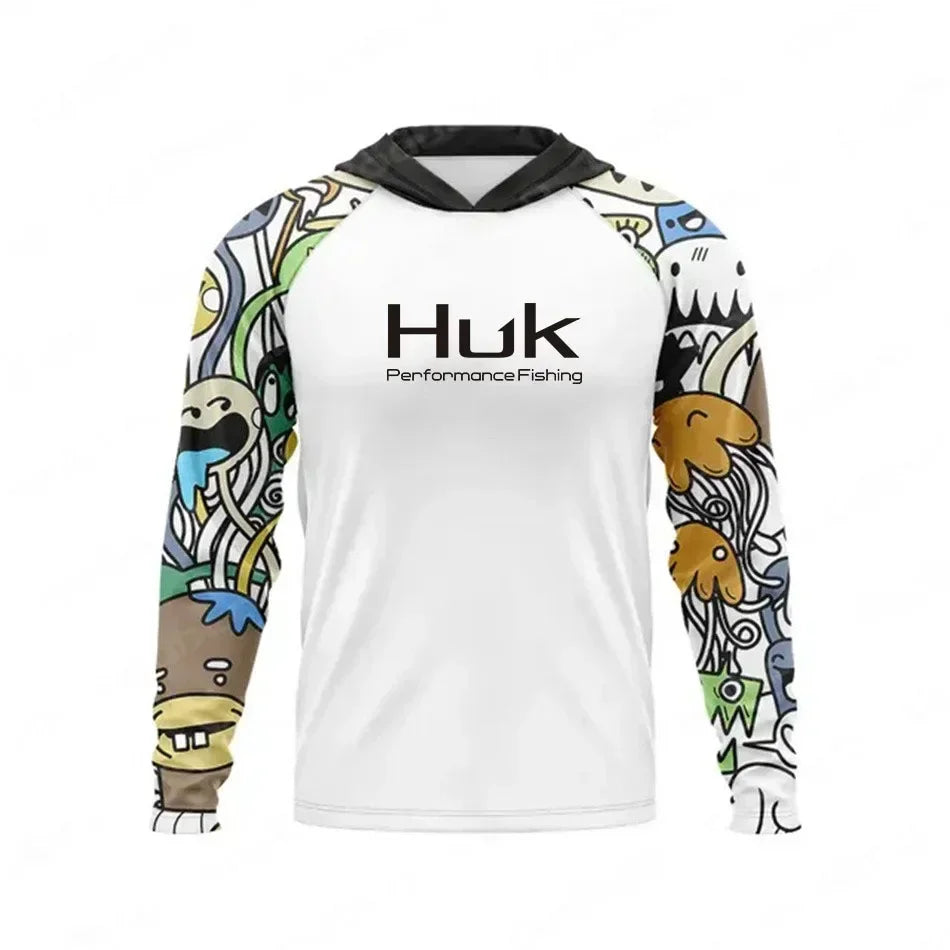 Nova Men's Performance Fishing Shirt - Animated Print Anti-UV Sunscreen Hoodie - Lightweight Quick-Dry Outdoor Apparel 07 Nova Fishing & Outdoors