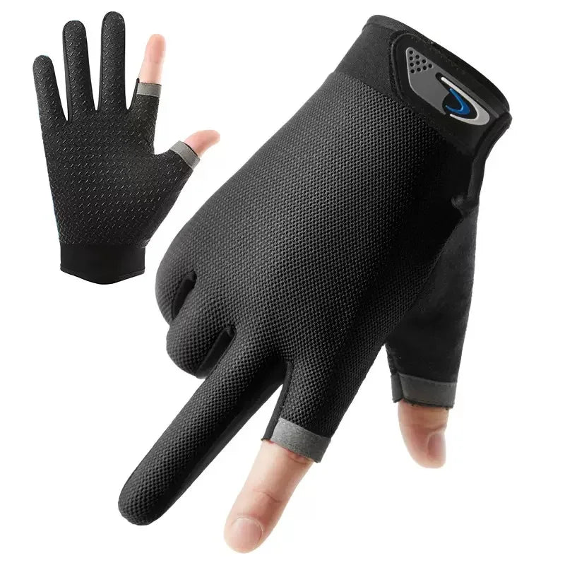 Two-Finger Cut Fishing Gloves – Touchscreen & Sun Protection for Summer Anglers black One Size Nova Fishing & Outdoors