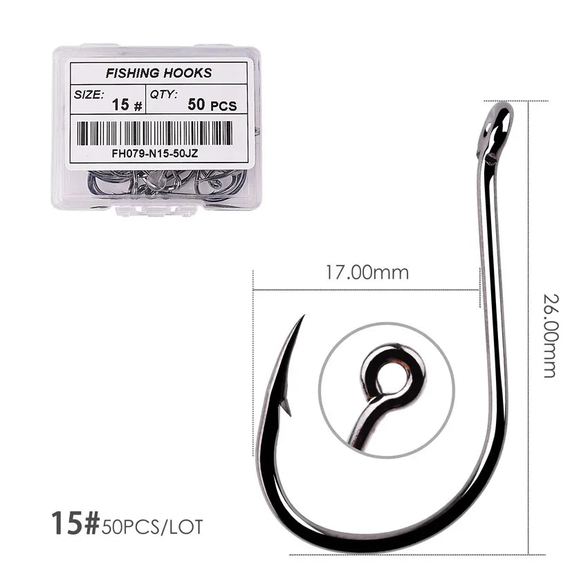 Nova Offset Circle Hooks – Sizes #1 to 5/0, Live Bait Fishing Hooks (20/50 Pack) Size 15 - 50pc Nova Fishing & Outdoors