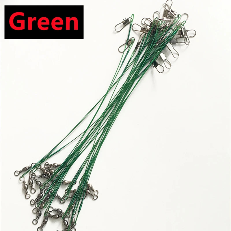 Nova Anti-Bite Steel Wire Leaders (10-100 Pack) – With Swivels & Snaps Green Nova Fishing & Outdoors