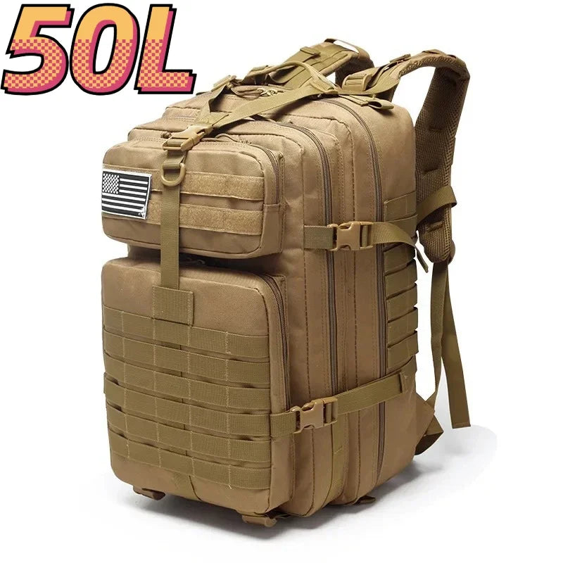 Nova Military Tactical Backpack Large Molle Outdoor Rucksack Waterproof Camping Hiking Fishing Bag Khaki (50L) Nova Fishing & Outdoors