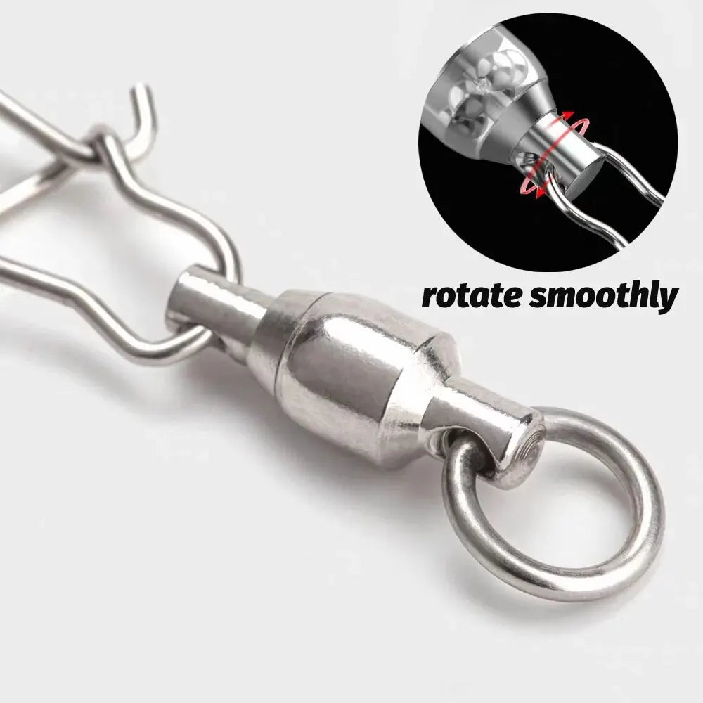 20-Piece Swivel Snap Connectors with Ball Bearing Rolling Ring - 20Pc Ball Bearing Nova Fishing & Outdoors
