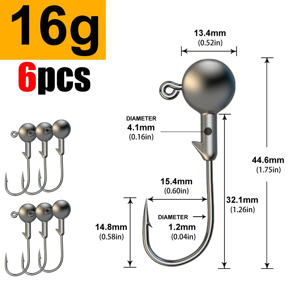 Jig Head Hook Assortment – 1g to 28g Weights for Soft Plastics 16g Nova Fishing & Outdoors