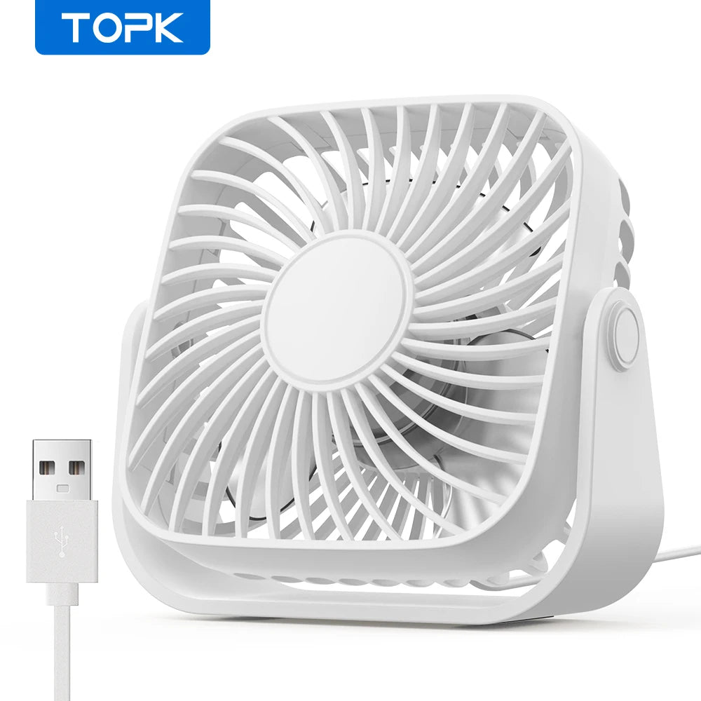 USB Portable Mini Fan – 3-Speed Quiet Cooling for Camping & Outdoors White Nova Fishing & Outdoors