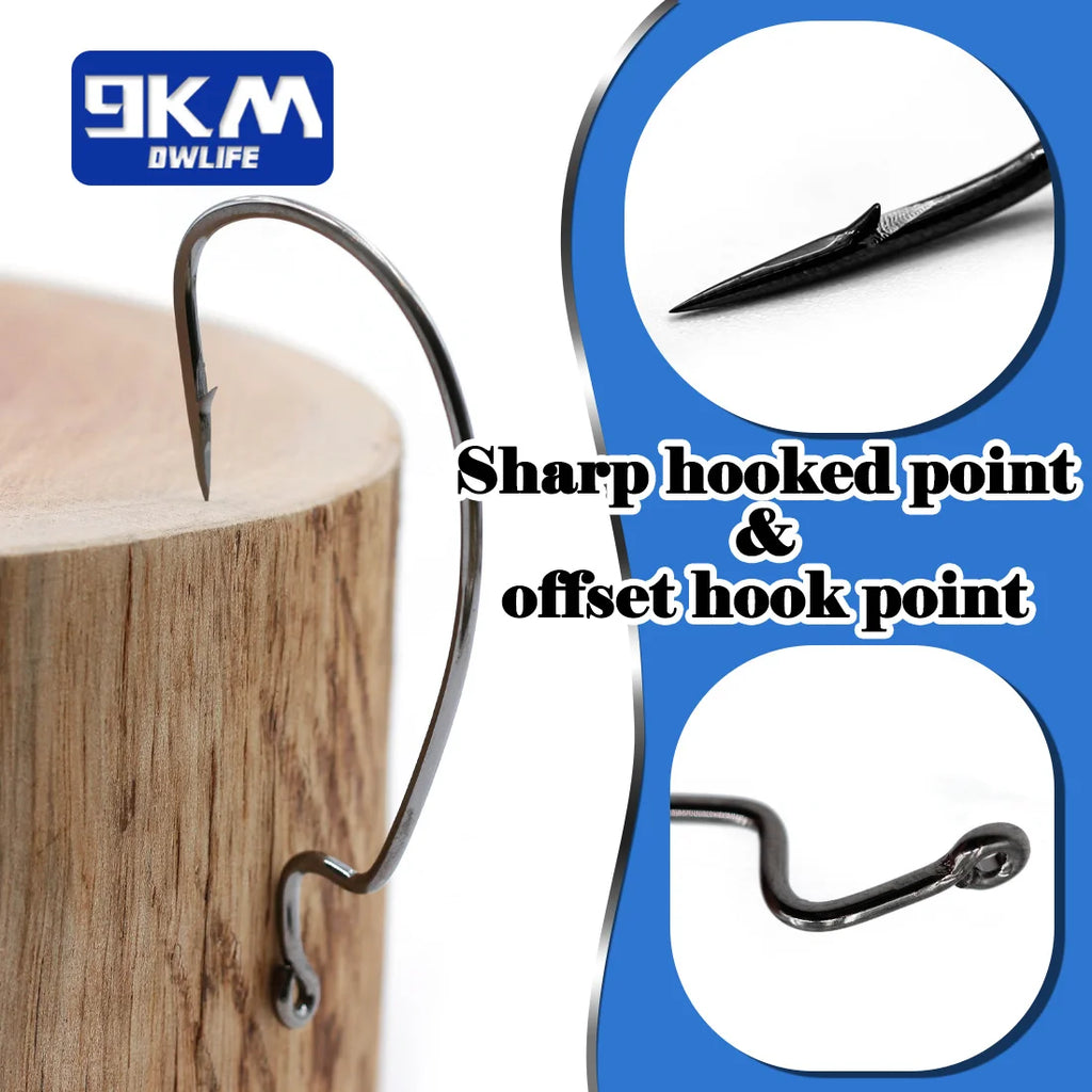 Nova EWG Worm Hooks – Wide Gap Offset Hooks for Texas Rig Bass, Sizes 1-5/0 (25-Pack)