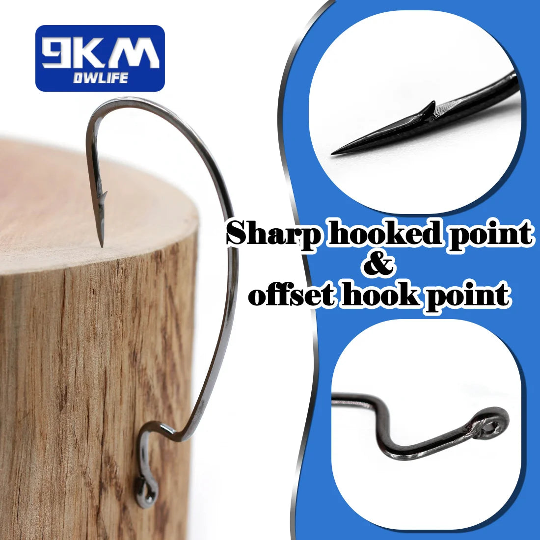 Nova EWG Worm Hooks – Wide Gap Offset Hooks for Texas Rig Bass, Sizes 1-5/0 (25-Pack)