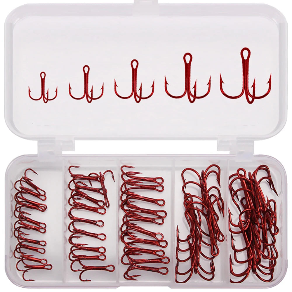 Nova Treble Hook Box – Barbed Carbon Steel Trebles for Lures & Sea Fishing (50pc)