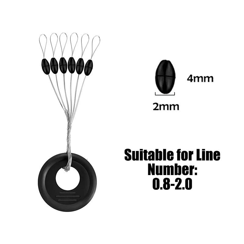 Black Rubber Space Beans – 60pc Oval Bobber Stoppers for Float Fishing - 60Pc Oval Three Sizes Olives S Nova Fishing & Outdoors
