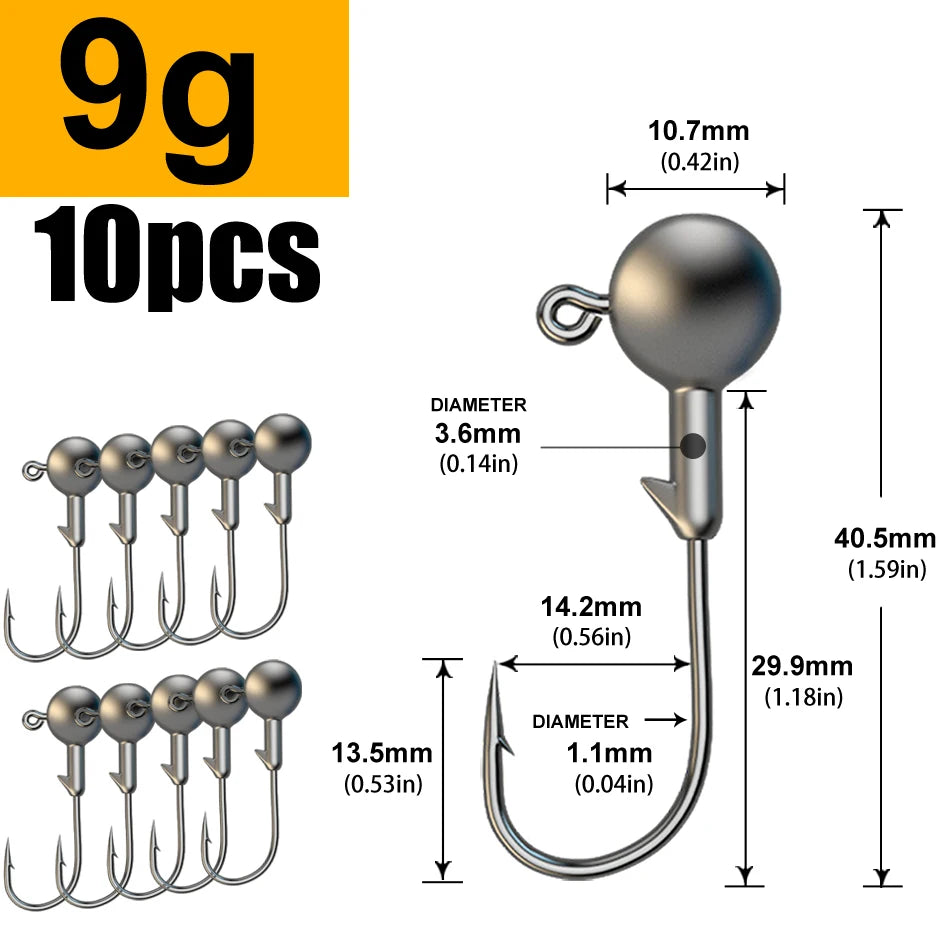 Jig Head Hook Assortment – 1g to 28g Weights for Soft Plastics 9g Nova Fishing & Outdoors