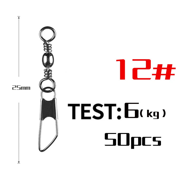 Snap Swivel Connectors – 50-Piece Stainless Steel Saltwater Fishing Terminal Tackle Size 12 Nova Fishing & Outdoors