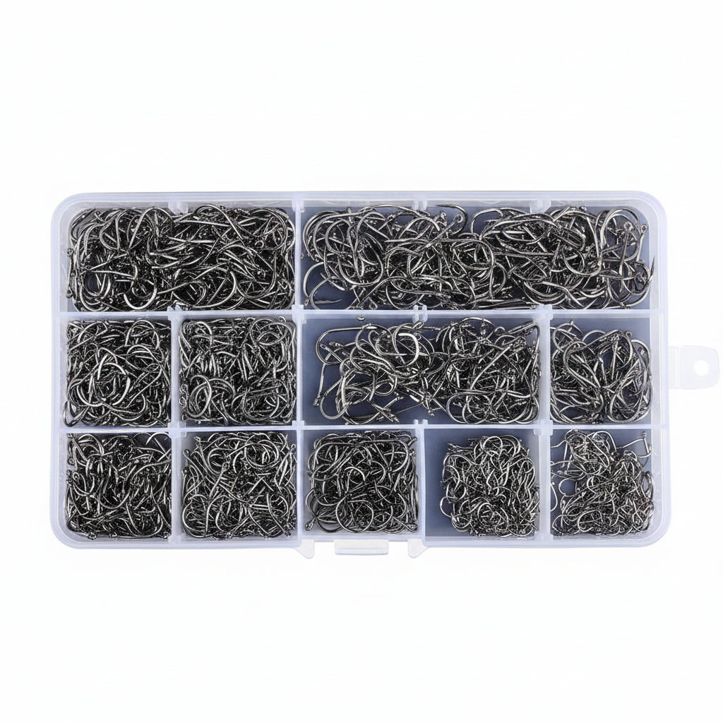 Fishing Hooks Carbon Steel Strong Sharp Silver Circle Fishhook 3#-12# 1600PCS Nova Fishing & Outdoors