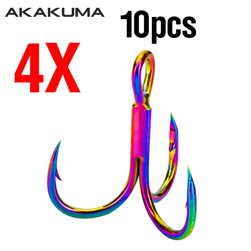 Nova Colorful Treble Hooks – Antirust Barbed Lure Hooks, Sizes #4-#10 (10-Pack)
