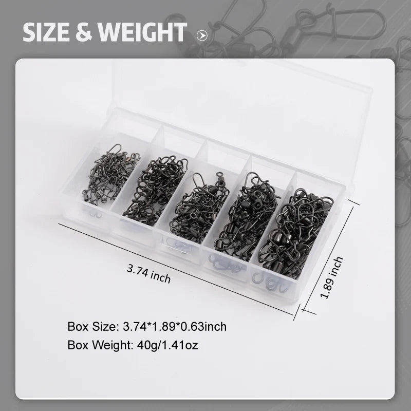 Stainless Steel Snap Connector Pins - 50pc Assorted Sizes 4#-12# for Soft Plastics Nova Fishing & Outdoors
