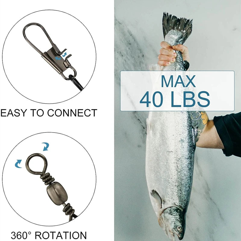 Nova Anti-Bite Steel Wire Leaders (10-100 Pack) – With Swivels & Snaps Nova Fishing & Outdoors