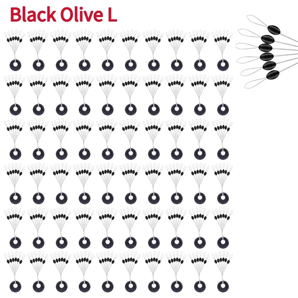Nova Rubber Space Beans – Oval & Column Bobber Stops for Float Fishing (60pc)