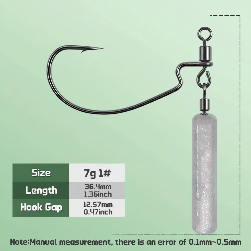 Nova Drop Shot Rig Kit – Pre-Weighted EWG Hooks with Sinker for Bass (5-Pack) 7g 1Hook Nova Fishing & Outdoors