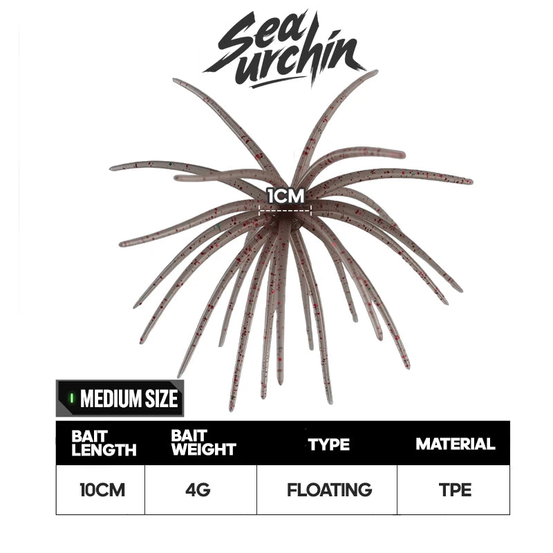 Nova Floating Sea Urchin Soft Lure Set - 2Pcs Radical Spined Finesse Lures - Tear-Resistant TPE Bionic Bait Grayish Red Nova Fishing & Outdoors