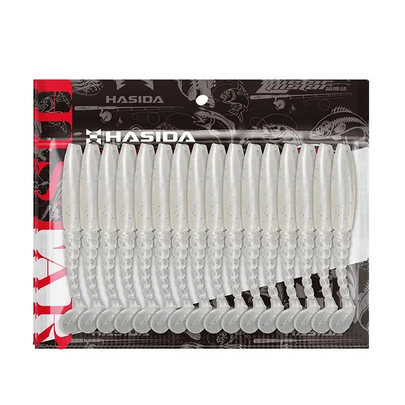 High-Elasticity T-Tail Worms – Realistic Silicone Bass Lures WHITE Nova Fishing & Outdoors