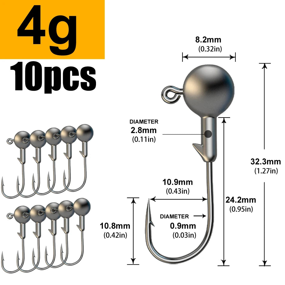 Jig Head Hook Assortment – 1g to 28g Weights for Soft Plastics 4g Nova Fishing & Outdoors