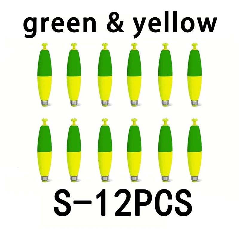 Nova Weighted Snap-On Corks – EVA Foam Peg Floats for Crappie & Panfish (12-Pack) S green yellow Nova Fishing & Outdoors