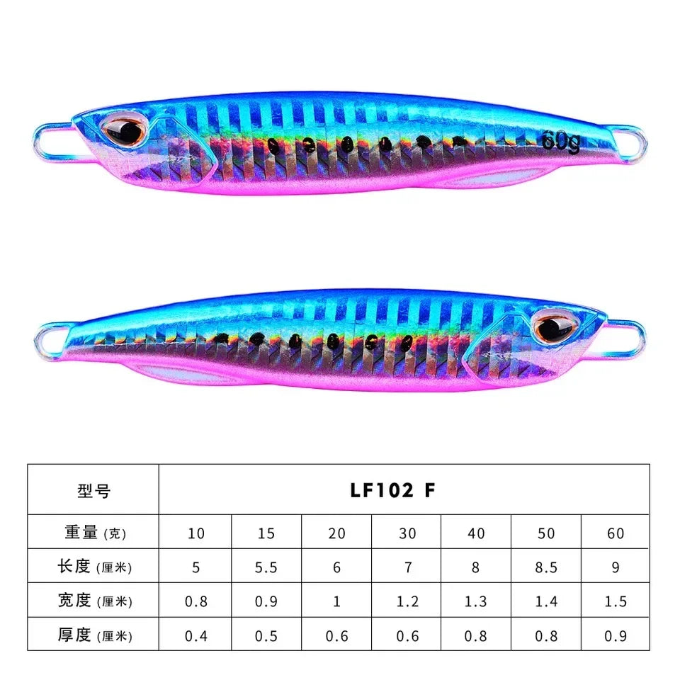 Baitcaster Practice Plug Set – 10-60g Metal Jigs for Casting Drills F (No Hook) Nova Fishing & Outdoors