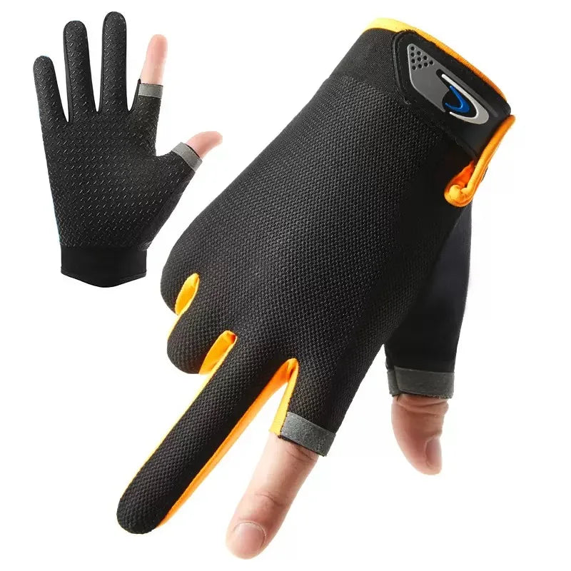 Two-Finger Cut Fishing Gloves – Touchscreen & Sun Protection for Summer Anglers Orange One Size Nova Fishing & Outdoors