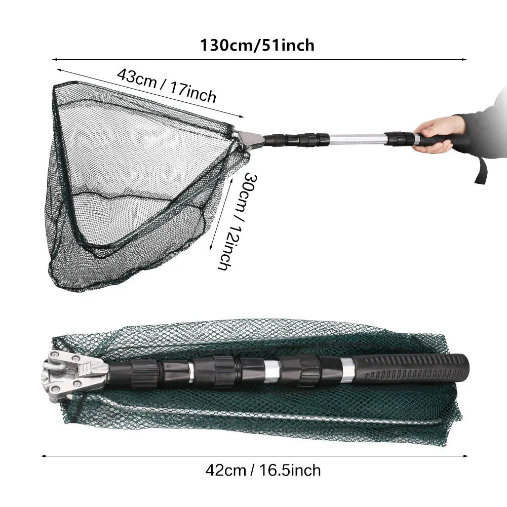 Nova Fishing Landing Net - Aluminum Alloy Telescoping Folding Mesh Net - Safe Fish Catching & Releasing