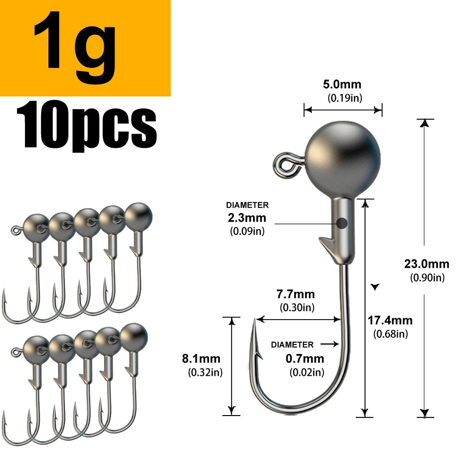 Jig Head Hook Assortment – 1g to 28g Weights for Soft Plastics 1g Nova Fishing & Outdoors