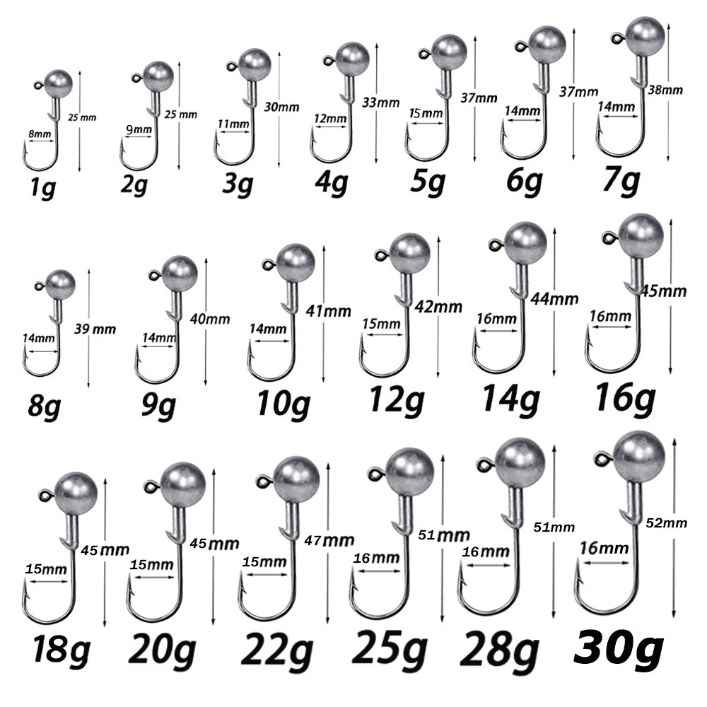 Jig Head Hook Assortment – 1g to 28g Weights for Soft Plastics Nova Fishing & Outdoors