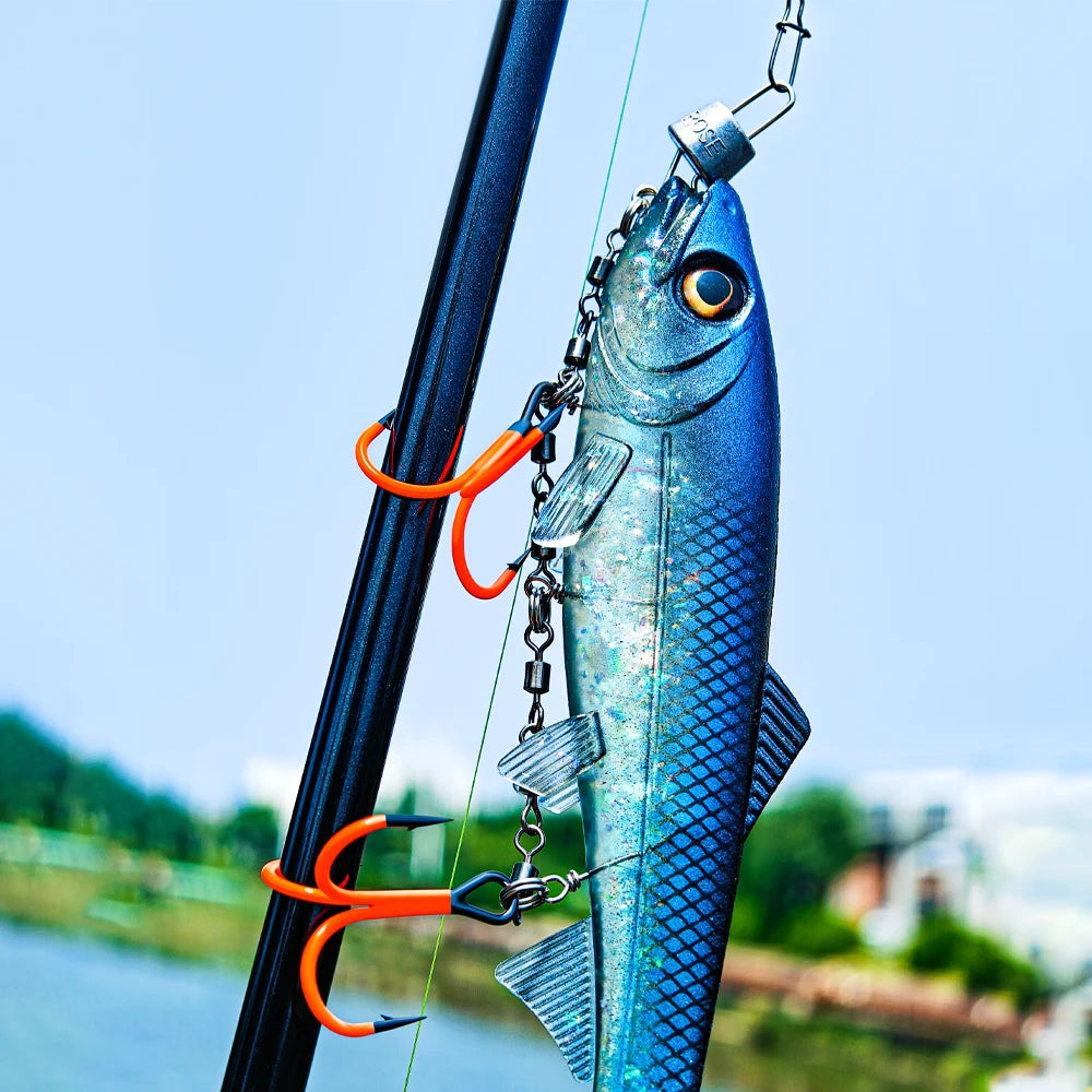 Nova Stinger Rig Kit – UV 2X Treble Hooks with Weighted Swivel for Pike & Bass Swimbaits