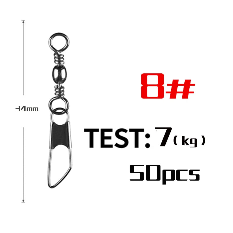 Snap Swivel Connectors – 50-Piece Stainless Steel Saltwater Fishing Terminal Tackle Size 8 Nova Fishing & Outdoors