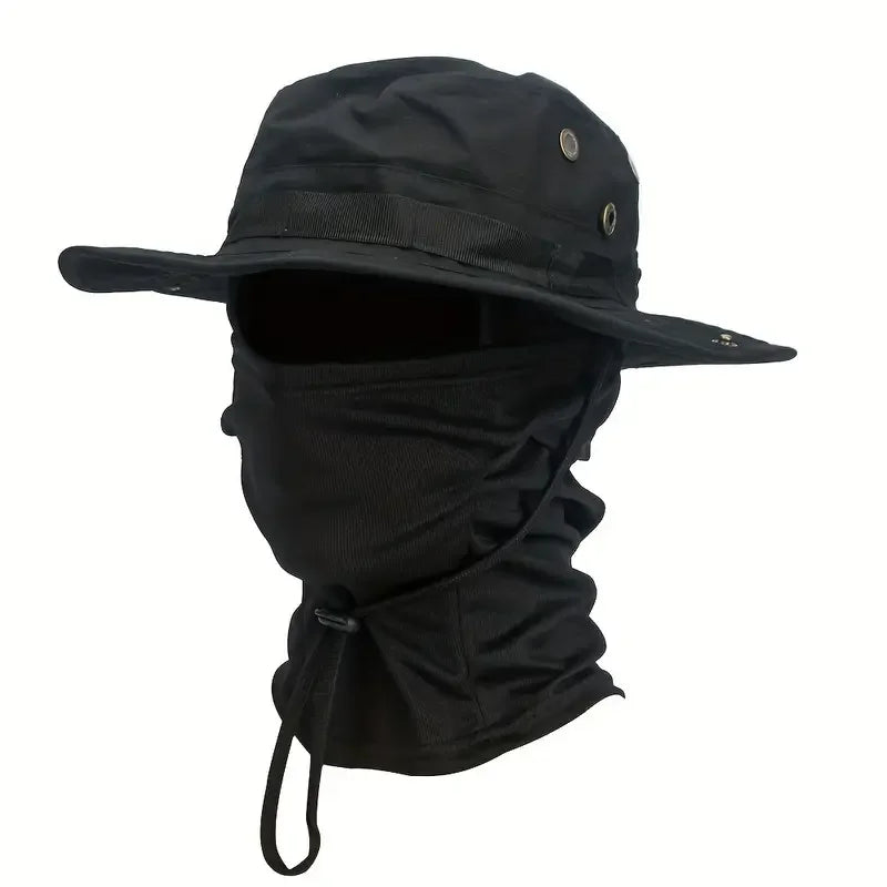 Nova Camouflage Boonie Hat with Balaclava Suit Foldable Wide Brim Fishing Cap Brown Black Nova Fishing & Outdoors