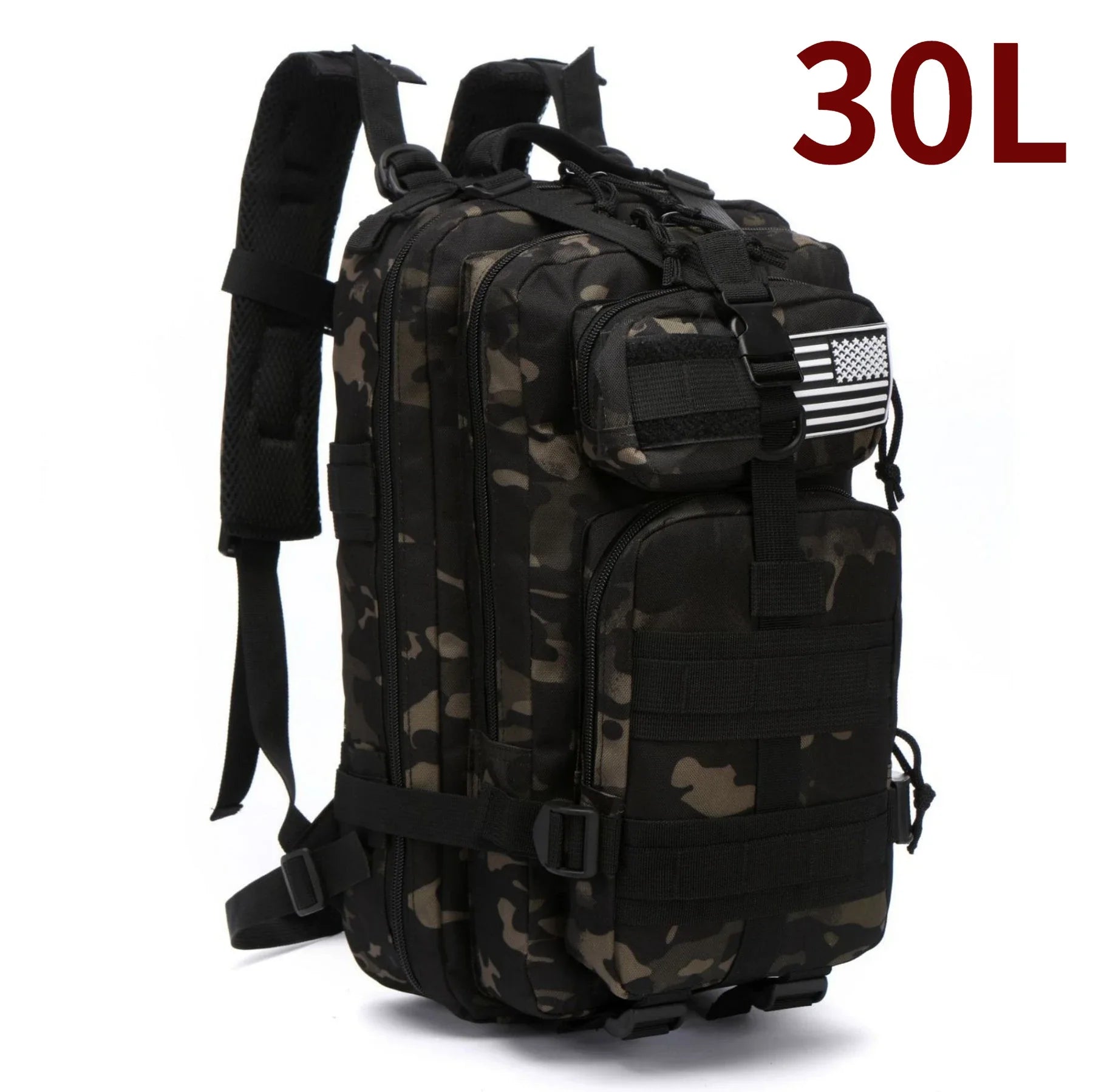 Nova Military Tactical Backpack Large Molle Outdoor Rucksack Waterproof Camping Hiking Fishing Bag CPBlack (30L) Nova Fishing & Outdoors