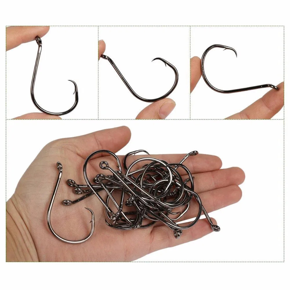 Nova Octopus Circle Hooks – Offset Beak Point, Sizes 1/0–10/0, High Carbon Steel (50-Pack)