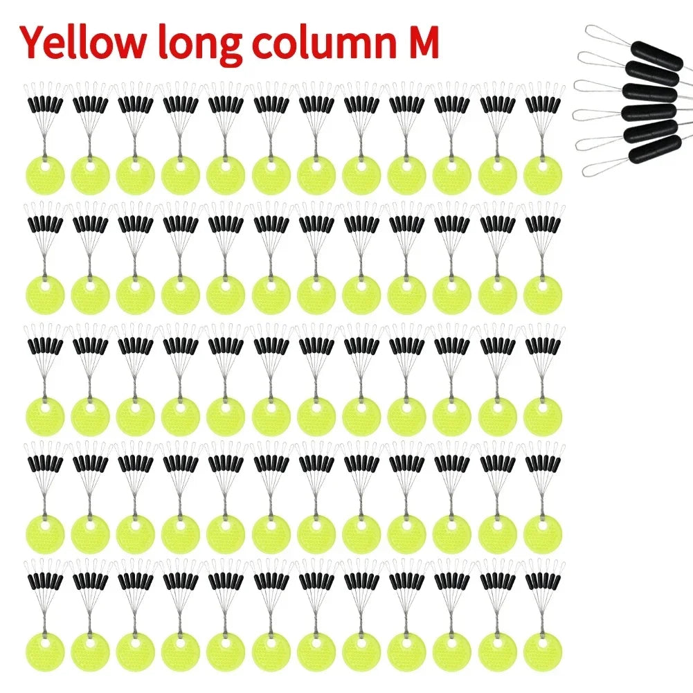 Nova Rubber Space Beans – Oval & Column Bobber Stops for Float Fishing (60pc) Yellow long column M Nova Fishing & Outdoors