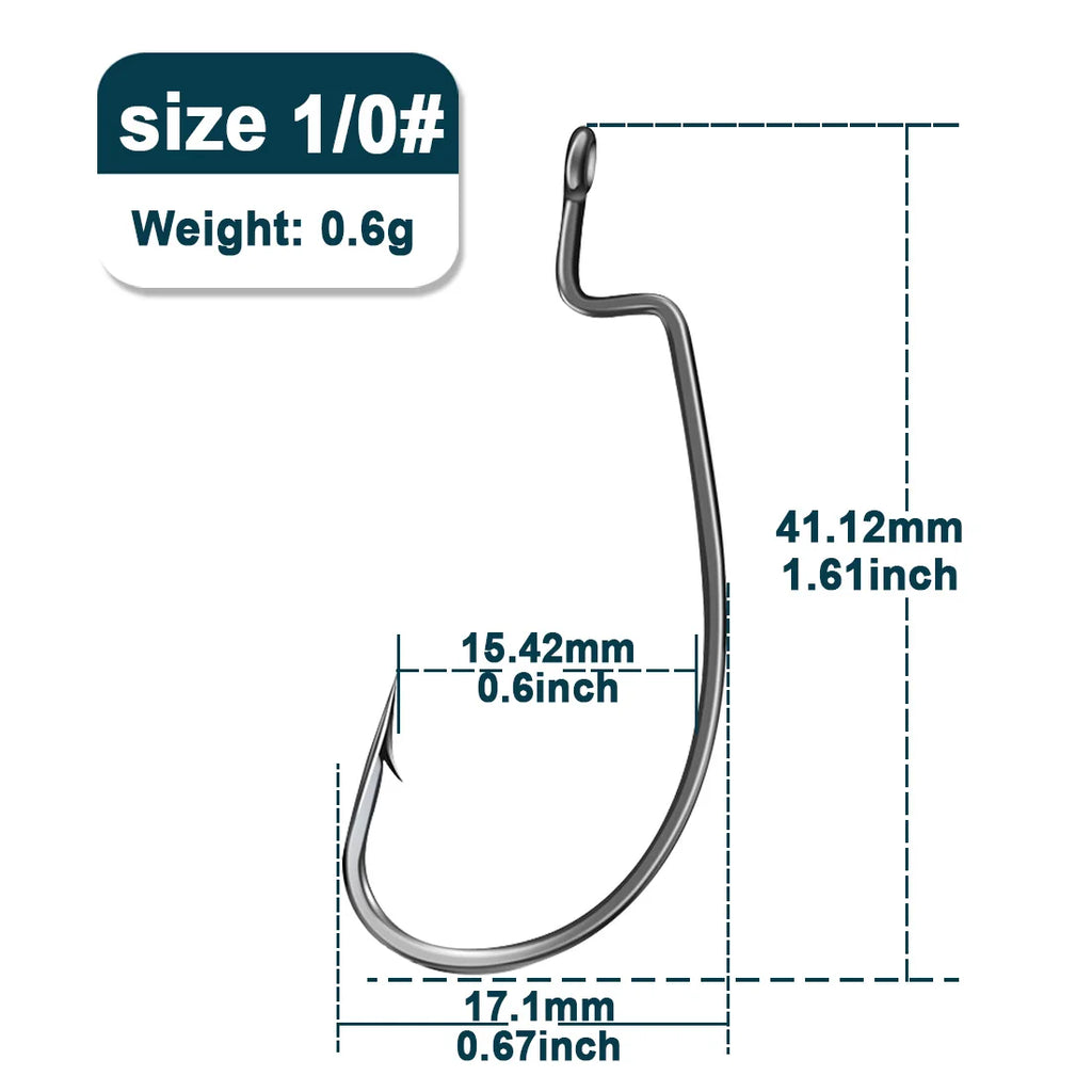 Nova EWG Worm Hooks – Wide Gap Offset Hooks for Texas Rig Bass, Sizes 1-5/0 (25-Pack)