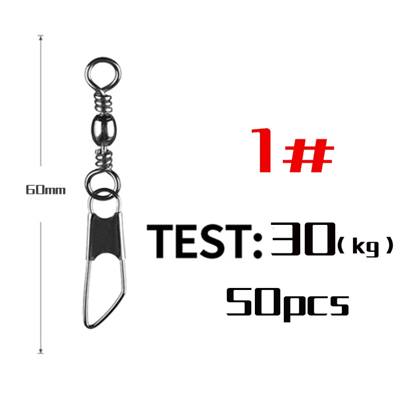 Snap Swivel Connectors – 50-Piece Stainless Steel Saltwater Fishing Terminal Tackle Size 1 Nova Fishing & Outdoors