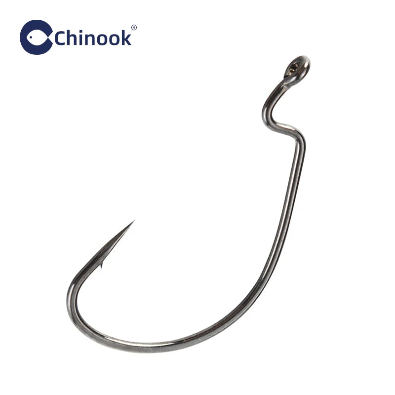 Nova Wide Gap Worm Hooks – Offset EWG Hooks for Bass & Soft Plastics, Carbon Steel (20-Pack)