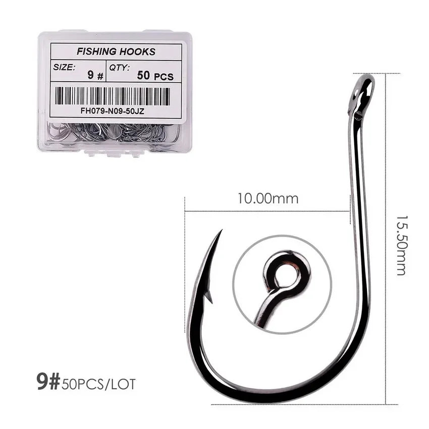 Nova Offset Circle Hooks – Sizes #1 to 5/0, Live Bait Fishing Hooks (20/50 Pack) Size 9 - 50pc Nova Fishing & Outdoors