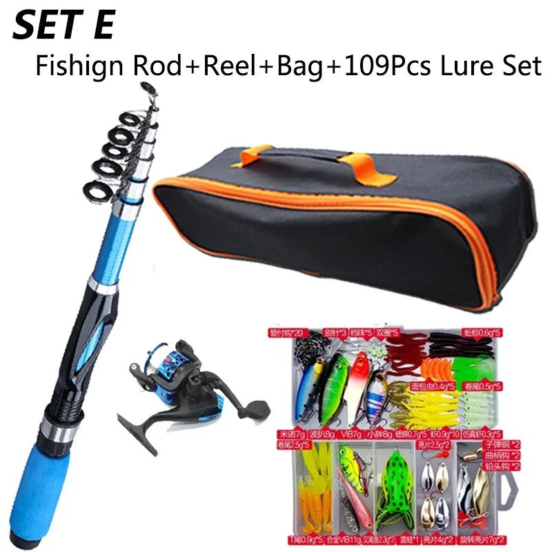 All-in-One 1.2M Telescopic Fishing Kit with Reel and Accessories SetE Nova Fishing & Outdoors