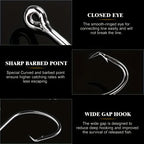 Nova Barbed Catfish Hooks – Circle Hook Assortment Box, Sizes 1/0–5/0, High Carbon Steel (50pc)