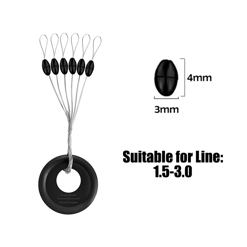 Black Rubber Space Beans – 60pc Oval Bobber Stoppers for Float Fishing - 60Pc Oval Three Sizes Olives M Nova Fishing & Outdoors