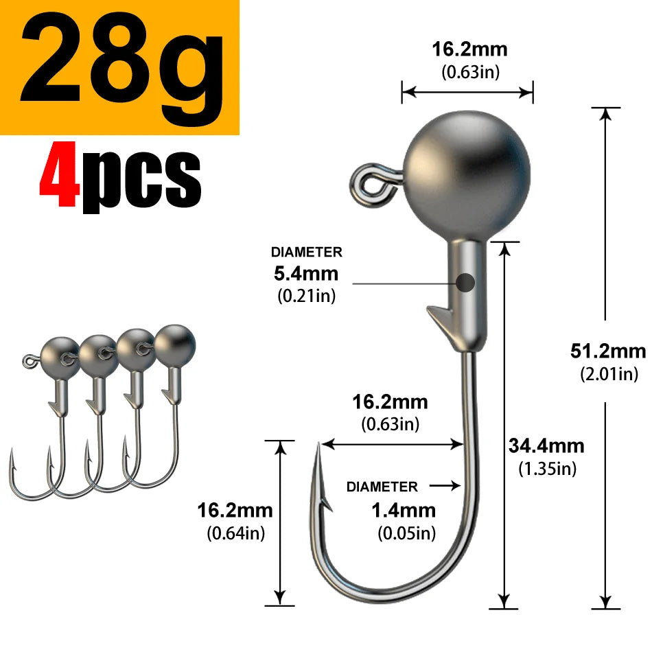 Jig Head Hook Assortment – 1g to 28g Weights for Soft Plastics 28g Nova Fishing & Outdoors