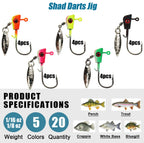 Nova Premium Underspin Jig Heads Kit Multi-Color Willow Blade Swimbait Hooks for Panfish